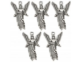 Zawieszka Aniołek ANIOŁ Charms Święta Mikołajki Wigilia 26x17mm Metal 5szt