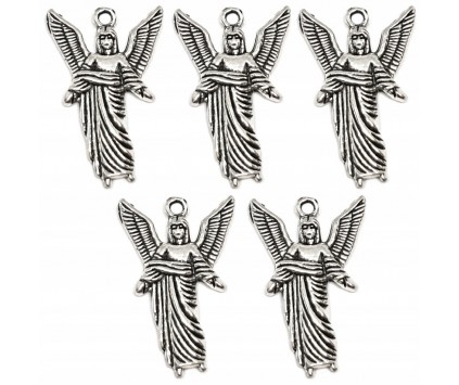 Zawieszka Aniołek ANIOŁ Charms Święta Mikołajki Wigilia 26x17mm Metal 5szt
