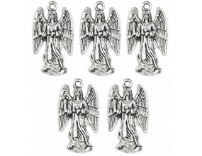 Zawieszka Aniołek ANIOŁ Charms Święta Mikołajki Wigilia 25x14mm Metal 5szt