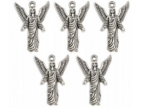 Zawieszka Aniołek ANIOŁ Charms Święta Mikołajki Wigilia 25x18mm Metal 5szt