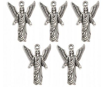 Zawieszka Aniołek ANIOŁ Charms Święta Mikołajki Wigilia 25x18mm Metal 5szt