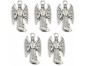 Zawieszka Aniołek ANIOŁ Charms Święta Mikołajki KOMUNIA19x10mm Metal 5szt