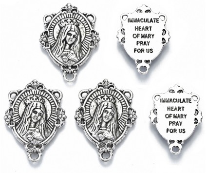 ŁĄCZNIKI DO RÓŻAŃCA MEDALIK ZAWIESZKA MARYJA MATKA BOSKA 29mm RÓŻANIEC 4sz