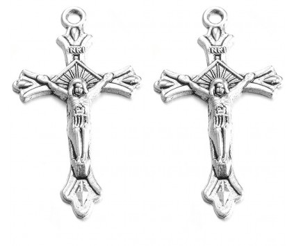 ZAWIESZKI CHARMS KRZYŻYKI INRI 32mm KRZYŻE KRZYŻ NA RÓŻANIEC JEZUS 4szt