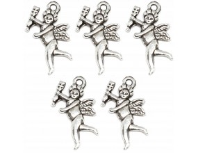 Zawieszka Aniołek KOMUNIA ANIOŁ Charms do Bransoletek 23x15mm Metal 5szt