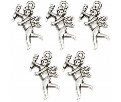 Zawieszka Aniołek KOMUNIA ANIOŁ Charms do Bransoletek 23x15mm Metal 5szt