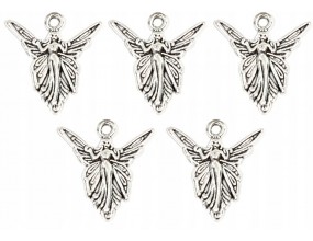 Zawieszka Aniołek ANIOŁ Charms Święta Mikołajki KOMUNIA 20x19mm Metal 5szt