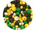 Koraliki Drewniane Kule DIY Mix Zielone Żółte Brązowe Beż 6, 8, 10mm 200szt
