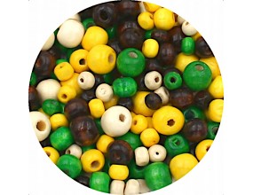 Koraliki Drewniane Kule DIY Mix Zielone Żółte Brązowe Beż 6, 8, 10mm 200szt