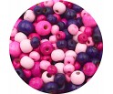 Koraliki Drewniane Kule DIY Mix Fioletowe Różowe 6, 8, 10mm 200szt