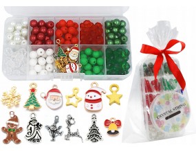 ŚWIĄTECZNY ZESTAW DO BRANSOLETEK KORALIKI ZAWIESZKI NA PREZENT MIKOŁAJKI