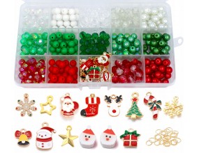 ŚWIĄTECZNY ZESTAW DO BRANSOLETEK KORALIKI ZAWIESZKI PREZENT MIKOŁAJKI