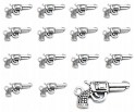 ZAWIESZKI CHARMS PISTOLET REWOLWER ZAWIESZKA WISIOREK DO BRELOKA 22mm 12szt