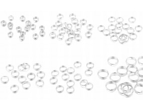 Ogniwka Ogniwa Kółeczka do Biżuterii Podwójne Sprężynki Srebrne Jas. 4-10mm