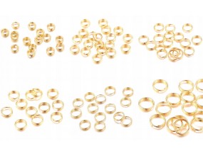 Ogniwka Ogniwa Kółeczka Oczka do Biżuterii Podwójne Sprężynki Złote 4-10mm