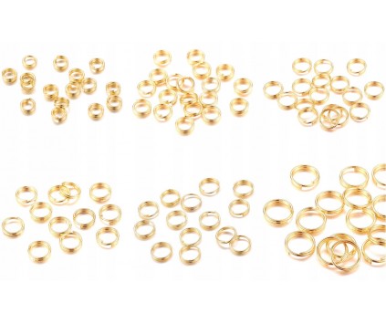 Ogniwka Ogniwa Kółeczka Oczka do Biżuterii Podwójne Sprężynki Złote 4-10mm