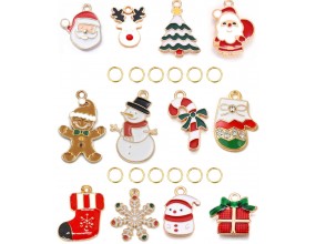 ZAWIESZKI CHARMS DO BRANSOLETEK PREZENT NA ŚWIĘTA MIKOŁAJKI ZESTAW 12+12