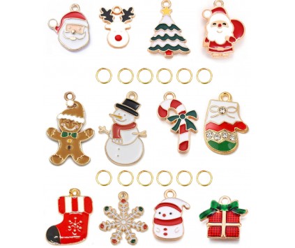 ZAWIESZKI CHARMS DO BRANSOLETEK PREZENT NA ŚWIĘTA MIKOŁAJKI ZESTAW 12+12