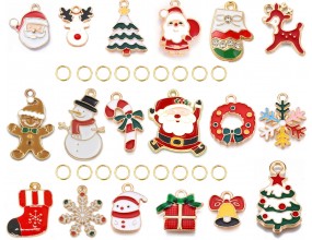 ZAWIESZKI CHARMS DO BRANSOLETEK PREZENT NA ŚWIĘTA MIKOŁAJKI ZESTAW 18+18