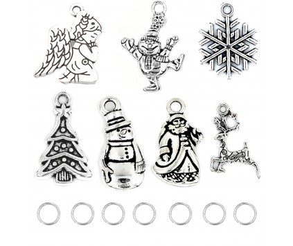 ZAWIESZKI CHARMS DO BRANSOLETEK PREZENT NA ŚWIĘTA MIKOŁAJKI ZESTAW 7+7