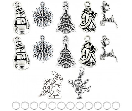 ZAWIESZKI CHARMS DO BRANSOLETEK PREZENT NA ŚWIĘTA MIKOŁAJKI ZESTAW 12+12