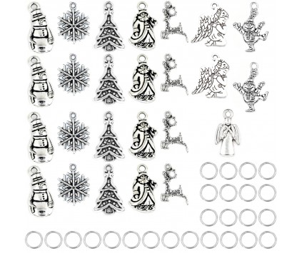 ZAWIESZKI CHARMS DO BRANSOLETEK PREZENT NA ŚWIĘTA MIKOŁAJKI ZESTAW 25+25