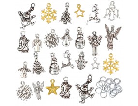 ZAWIESZKI CHARMS ŚWIĄTECZNE + OGNIWA ZESTAW 50 ELEMENTÓW ŚWIĘTA MIKOŁAJKI