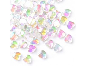 KORALIKI DO RÓŻAŃCA SERCA Z POŁYSKIEM AB RÓŻANIEC WALENTYNKI 8x8mm 50szt