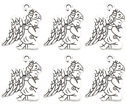 ZAWIESZKI CHARMS ANIOŁKI ANIOŁ ŚWIĘTA MIKOŁAJ KOMUNIA OZDOBA 23,5mm 6szt