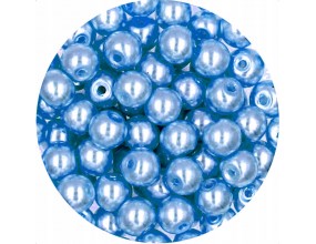 KORALIKI PERŁA PERŁY PEREŁKI SZKLANE Kulki 6mm 30szt Niebieskie