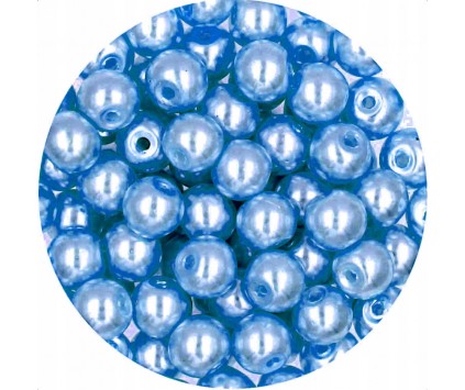 KORALIKI PERŁA PERŁY PEREŁKI SZKLANE Kulki 6mm 30szt Niebieskie