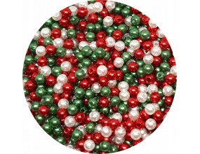 Koraliki Akrylowe Perły 4mm Okrągłe Kuleczki Świąteczne Ozdoby 200szt