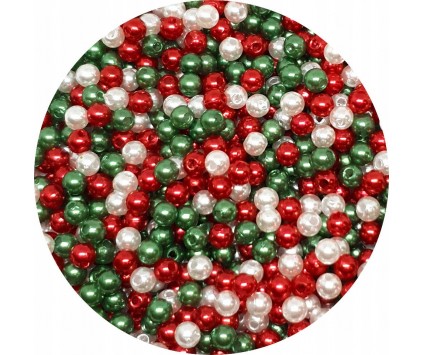 Koraliki Akrylowe Perły 4mm Okrągłe Kuleczki Świąteczne Ozdoby 200szt