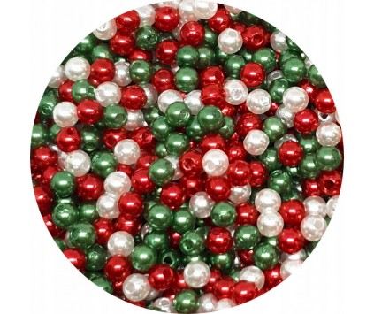 Koraliki Akrylowe Perły 4mm Okrągłe Kuleczki Świąteczne Ozdoby 100szt