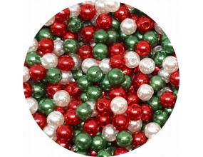 Koraliki Akrylowe Perły 4mm Okrągłe Kuleczki Świąteczne Ozdoby 50szt