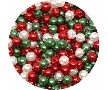 Koraliki Akrylowe Perły 4mm Okrągłe Kuleczki Świąteczne Ozdoby 50szt