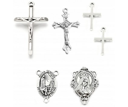ZAWIESZKA KRZYŻ KRZYŻYKI MARYJA DO RÓŻAŃCA NA RÓŻANIEC METAL MIX 6szt