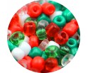 KORALIKI SZKLANE DROBNE SEEDS 2mm ŚWIĄTECZNE MIX ŚWIĘTA MIKOŁAJKI 30g