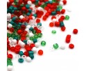 KORALIKI SZKLANE DROBNE SEEDS 2mm ŚWIĄTECZNE MIX ŚWIĘTA MIKOŁAJKI 30g