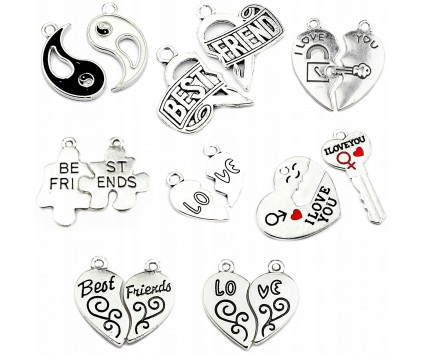 ZAWIESZKI PRZYJAŹNI I LOVE YOU BEST FRIENDS YIN YANG WALENTYNKI 8 KPL