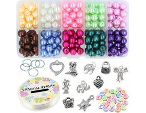 ZESTAW KORALIKÓW PERŁY SZKLANE DO BRANSOLETEK MIX
