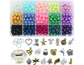 ZESTAW KORALIKI SZKLANE DO BRANSOLETEK PERŁA PERŁY