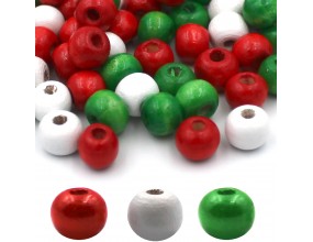 KORALIKI DREWNIANE MALOWANE DREWNO MIX NA ŚWIĘTA MIKOŁAJKI OZDOBY 100szt