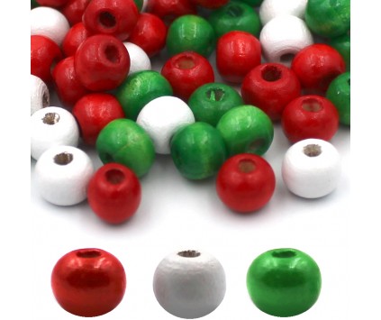 KORALIKI DREWNIANE MALOWANE DREWNO MIX NA ŚWIĘTA MIKOŁAJKI OZDOBY 100szt