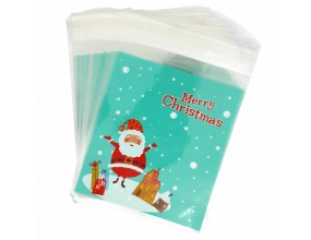 Woreczki Foliowe Celofan z Klejem 11x10 Opakowanie Święta Mikołaj 50szt