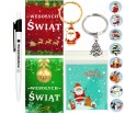 PACZKA ŚWIĄTECZNA NA MIKOŁAJKI ŚWIĘTA PREZENT DŁUGOPIS BRELOCZKI NAKLEJKI