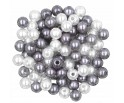Koraliki Perły Akrylowe 6mm 100szt Biało-Szare