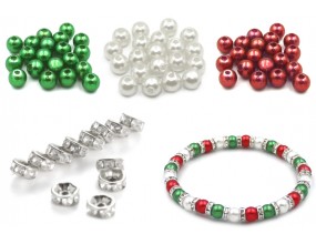 KORALIKI DO BRANSOLETKI ZESTAW PERŁY CYRKONIE 6mm ŚWIĘTA MIKOŁAJKI 100szt