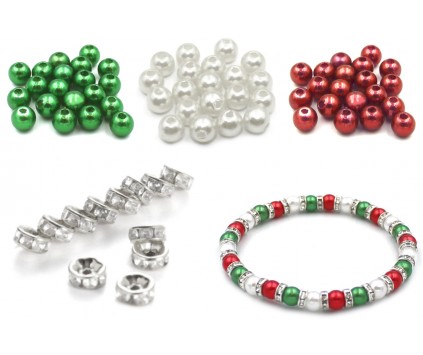 KORALIKI DO BRANSOLETKI ZESTAW PERŁY CYRKONIE 6mm ŚWIĘTA MIKOŁAJKI 100szt