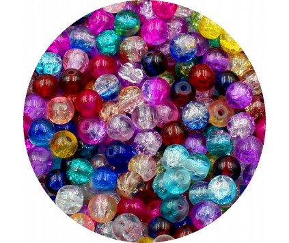 Koraliki Szklane "Spękane" Crackle Kulki Kuleczki 6mm Mix Kolorów 50szt